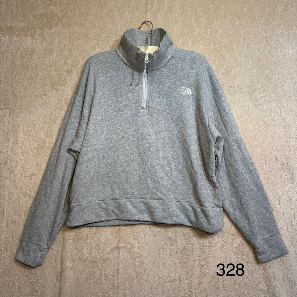 The North Face Women’s Sweater‎ Size Large 1/4 Zip Cowl Collared Color Grey